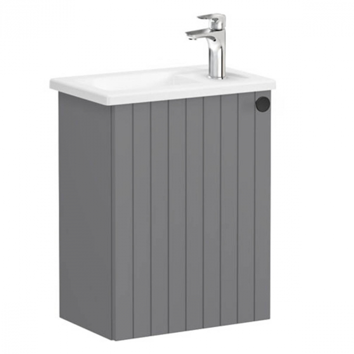 Unitate de baza lavoar baie, cu usi, 45cm, compact, cu dreapta orificiu pentru baterie, mat grey, cu angular lavoar   chiuveta baie stanga   69179