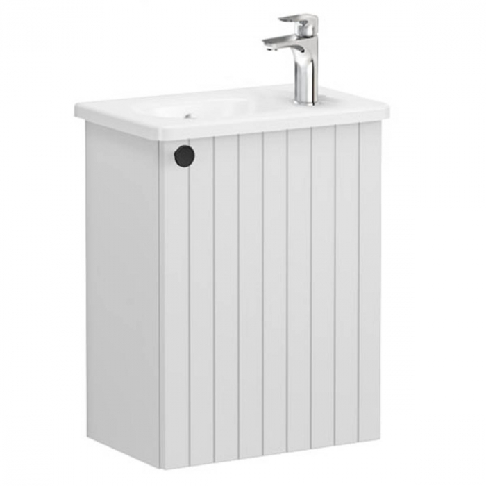 Unitate de baza lavoar baie, cu usi, 45cm, compact, cu dreapta orificiu pentru baterie, mat gri deschis, cu rounded lavoar   chiuveta baie dreapta   69199