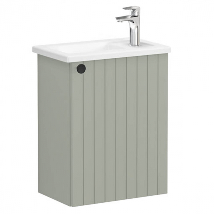 Unitate de baza lavoar baie, cu usi, 45cm, compact, cu dreapta orificiu pentru baterie, mat retro green, cu angular lavoar   chiuveta baie dreapta   69190