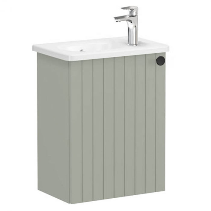 Unitate de baza lavoar baie, cu usi, 45cm, compact, cu dreapta orificiu pentru baterie, mat retro green, cu rounded lavoar   chiuveta baie stanga   69197