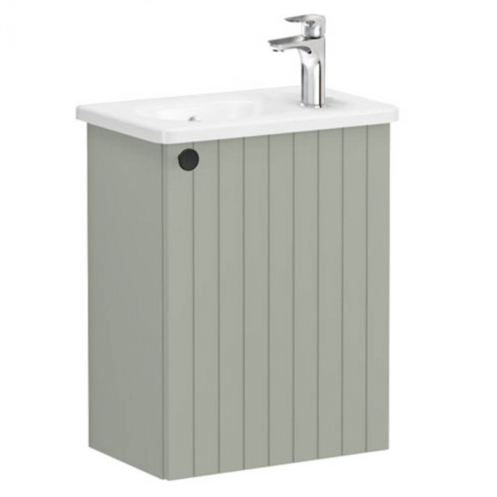 Unitate de baza lavoar baie, cu usi, 45cm, compact, cu dreapta orificiu pentru baterie, mat retro green, cu rounded lavoar   chiuveta baie dreapta   69204