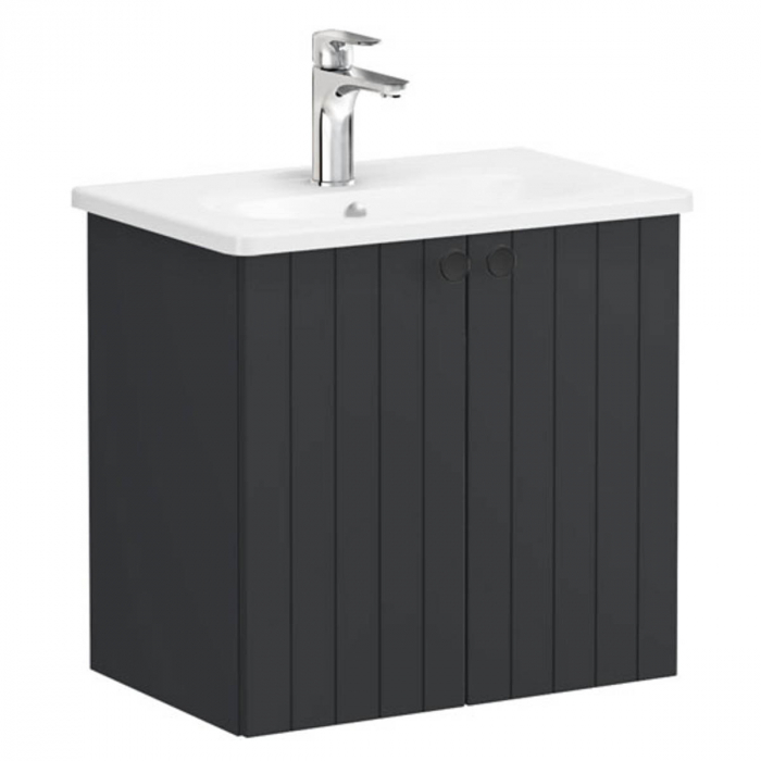 Unitate de baza lavoar baie, cu usi 60cm compact, mat graphite, cu rounded lavoar chiuveta baie 69216