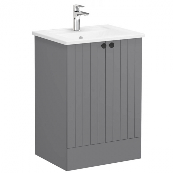 Unitate de baza lavoar baie, cu usi 60cm pe pardoseala, mat grey, cu angular lavoar   chiuveta baie    69326