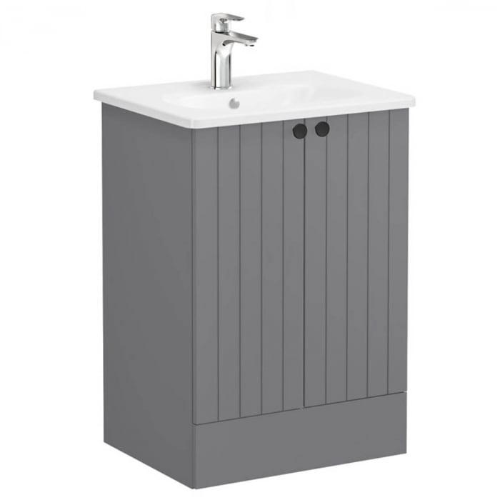 Unitate de baza lavoar baie, cu usi 60cm pe pardoseala, mat grey, cu rounded lavoar   chiuveta baie    69333