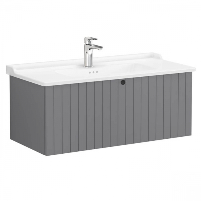 Unitate de baza lavoar baie, cu un sertar 100cm, mat grey, cu classical lavoar chiuveta baie 69403