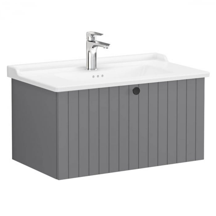 Unitate de baza lavoar baie, cu un sertar 80cm, mat grey, cu classical lavoar   chiuveta baie    69382