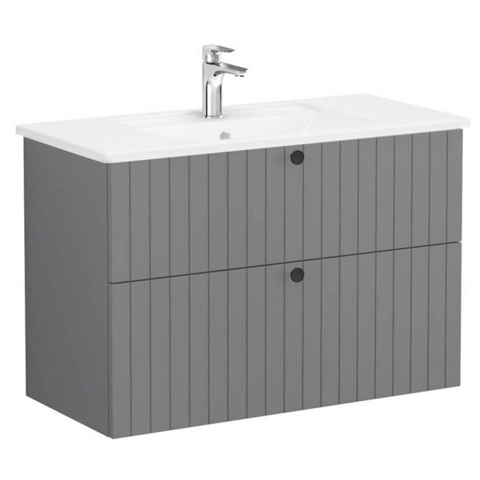 Unitate de baza lavoar baie, cu doua sertare 100cm, mat grey, cu angular lavoar   chiuveta baie    69452