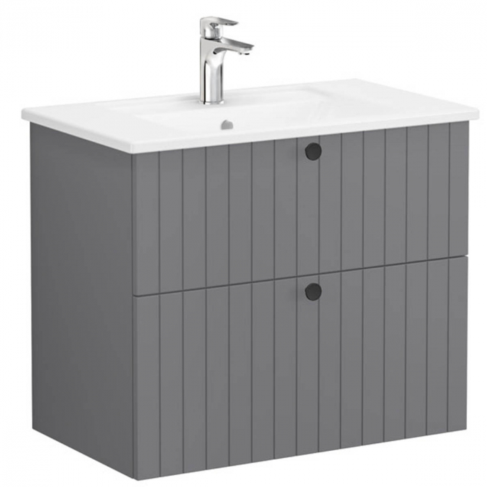 Unitate de baza lavoar baie, cu doua sertare 80cm, mat grey, cu angular lavoar   chiuveta baie    69431