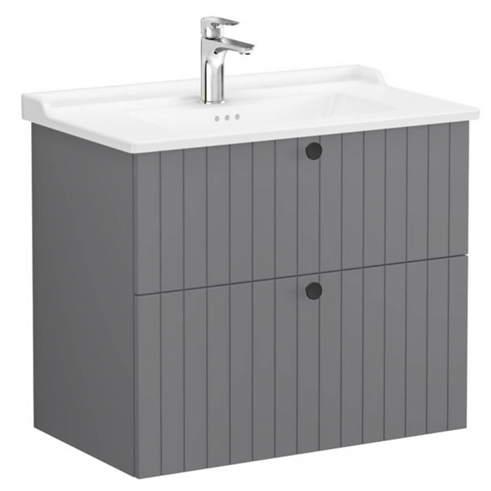 Unitate de baza lavoar baie, cu doua sertare 80cm, mat grey, cu classical lavoar   chiuveta baie    69445