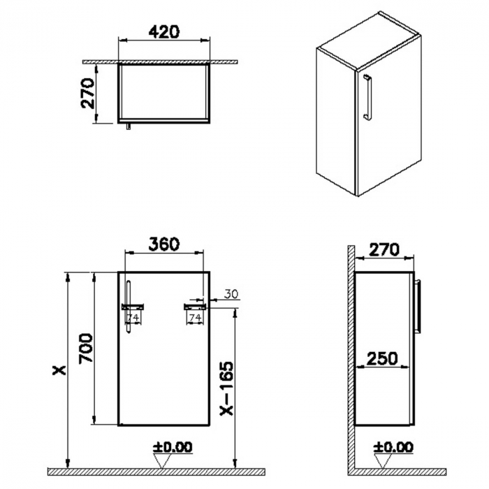 lower unit, 40cm, compact, inalt gloss alb, dreapta | 66213 [2]