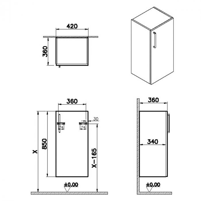 lower unit, 40cm, inalt gloss alb, dreapta | 66483 [2]