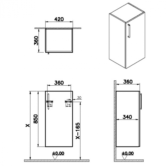 lower unit, 40cm, mat dark albastru, dreapta | 68032 [2]