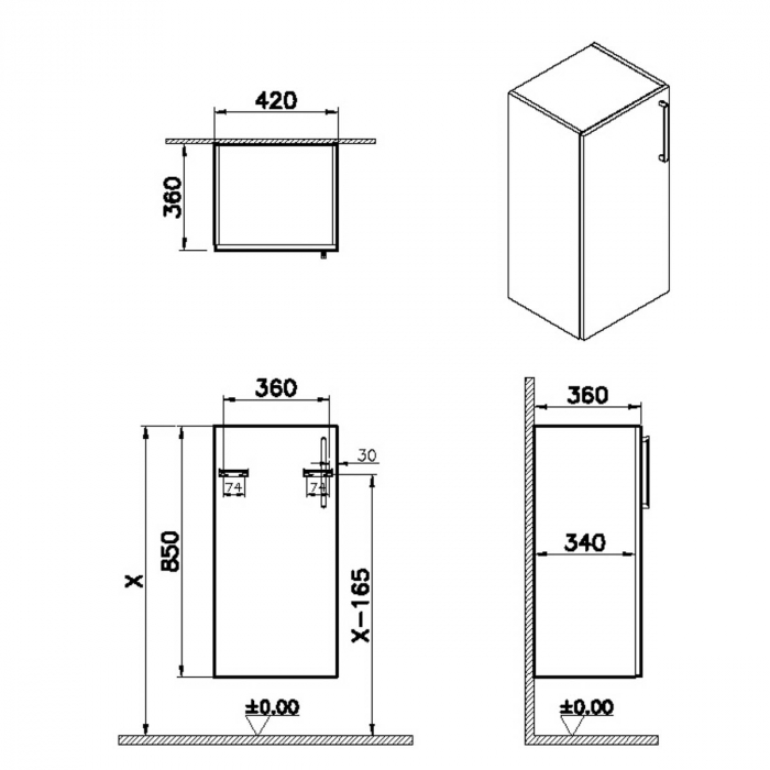 lower unit, 40cm, walnut, stanga | 66486 [2]