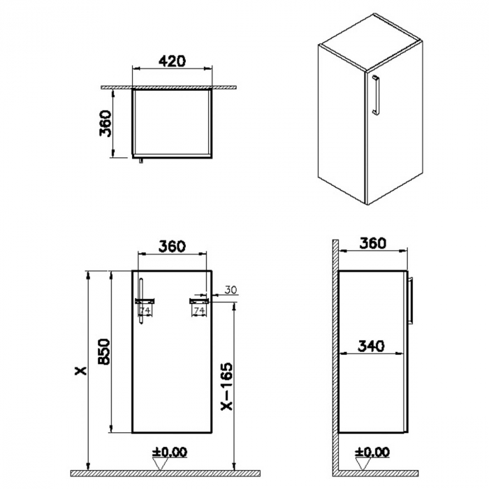 lower unit, 40cm, walnut, dreapta | 66480 [2]
