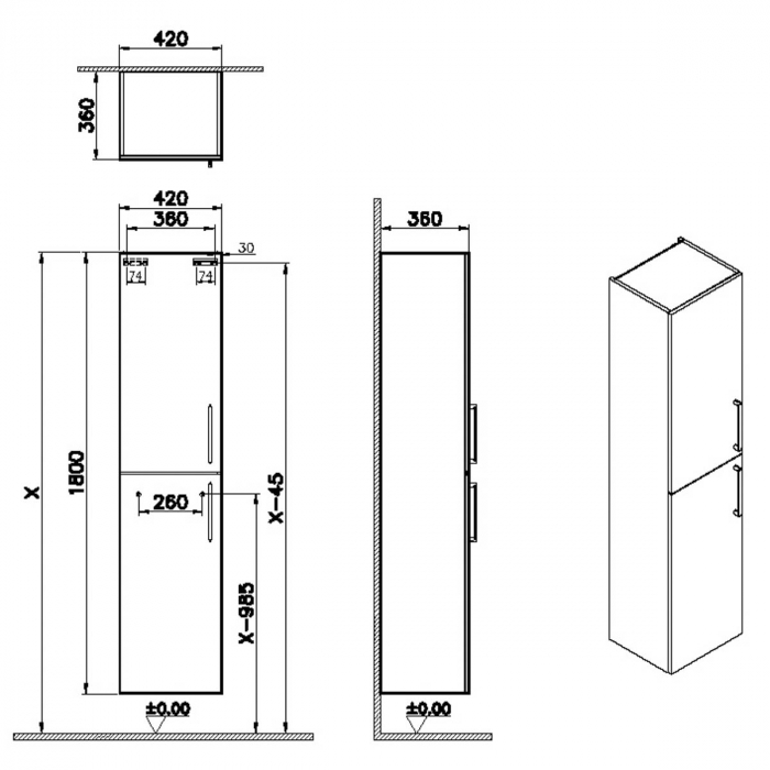 tall unit, 40cm, inalt gloss anthracite | 66224 [2]