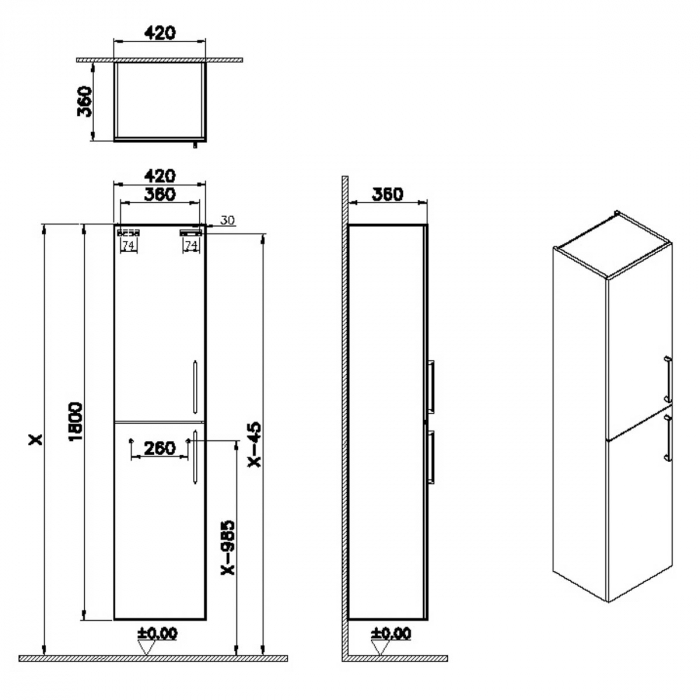 tall unit, 40cm, mat storm grey | 68003 [2]
