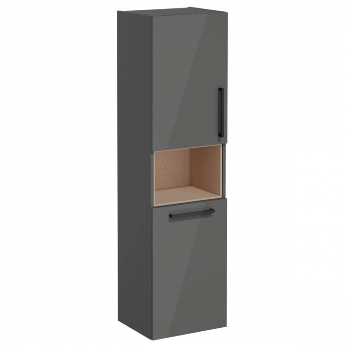 tall unit, 40cm, scurt, cu laundry basket, inalt gloss anthracite, stanga | 66236 [1]