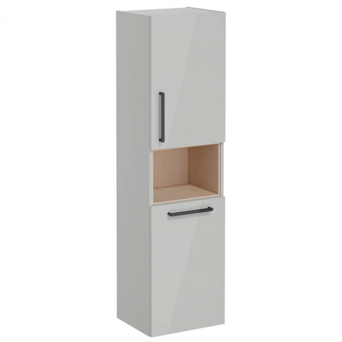 tall unit, 40cm, scurt, cu laundry basket, inalt gloss pearl grey, dreapta | 66233 [1]