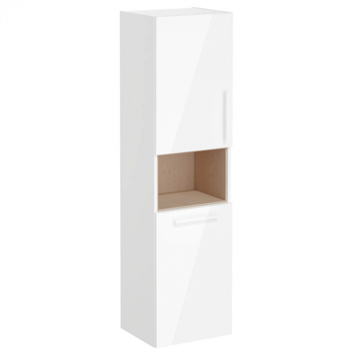 tall unit, 40cm, scurt, cu laundry basket, inalt gloss alb, stanga | 66237 [1]