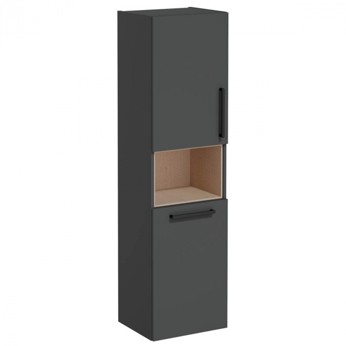 tall unit, 40cm, scurt, cu laundry basket, mat storm grey, stanga | 68007 [1]