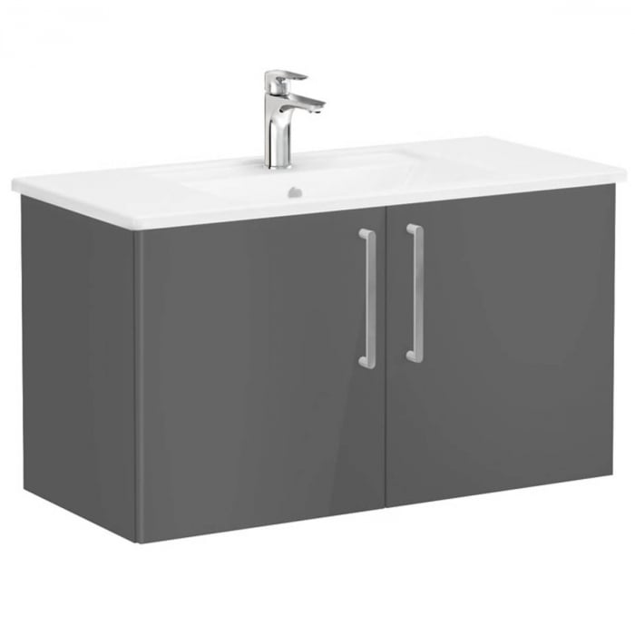 Unitate de baza lavoar baie, cu usi 100cm, inalt gloss anthracite, cu angular lavoar   chiuveta baie    66316