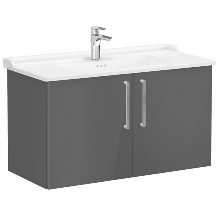 Unitate de baza lavoar baie, cu usi 100cm, inalt gloss anthracite, cu classical lavoar chiuveta baie 68176