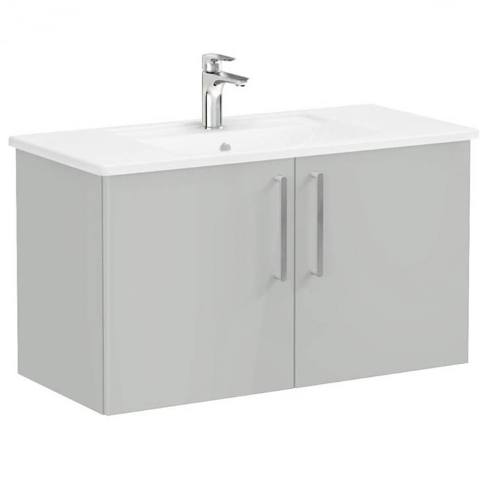 Unitate de baza lavoar baie, cu usi 100cm, inalt gloss pearl grey, cu angular lavoar   chiuveta baie    66322