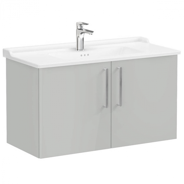 Unitate de baza lavoar baie, cu usi 100cm, inalt gloss pearl grey, cu classical lavoar chiuveta baie 68175