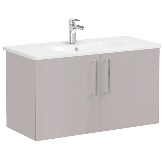 Unitate de baza lavoar baie, cu usi 100cm, inalt gloss sahara beige, cu rounded lavoar   chiuveta baie    66321