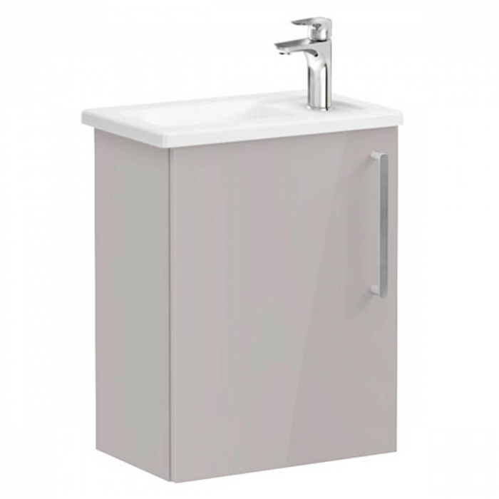 Unitate de baza lavoar baie, cu usi, 45cm, compact, cu dreapta orificiu pentru baterie, inalt gloss sahara beige, cu angular lavoar chiuveta baie stanga 66344