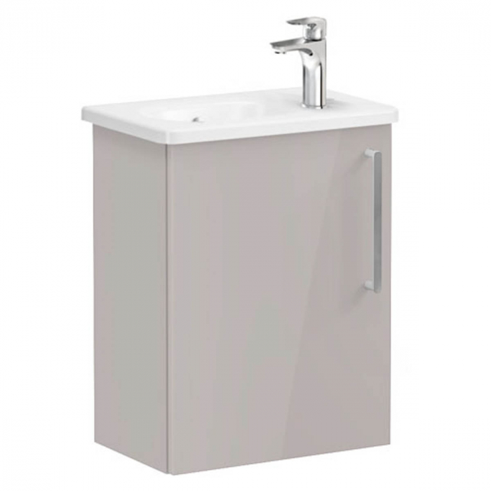 Unitate de baza lavoar baie, cu usi, 45cm, compact, cu dreapta orificiu pentru baterie, inalt gloss sahara beige, cu rounded lavoar chiuveta baie stanga 66345