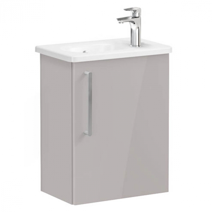 Unitate de baza lavoar baie, cu usi, 45cm, compact, cu dreapta orificiu pentru baterie, inalt gloss sahara beige, cu rounded lavoar   chiuveta baie dreapta   66333