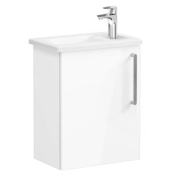 Unitate de baza lavoar baie, cu usi, 45cm, compact, cu dreapta orificiu pentru baterie, inalt gloss alb, cu angular lavoar   chiuveta baie stanga   66342