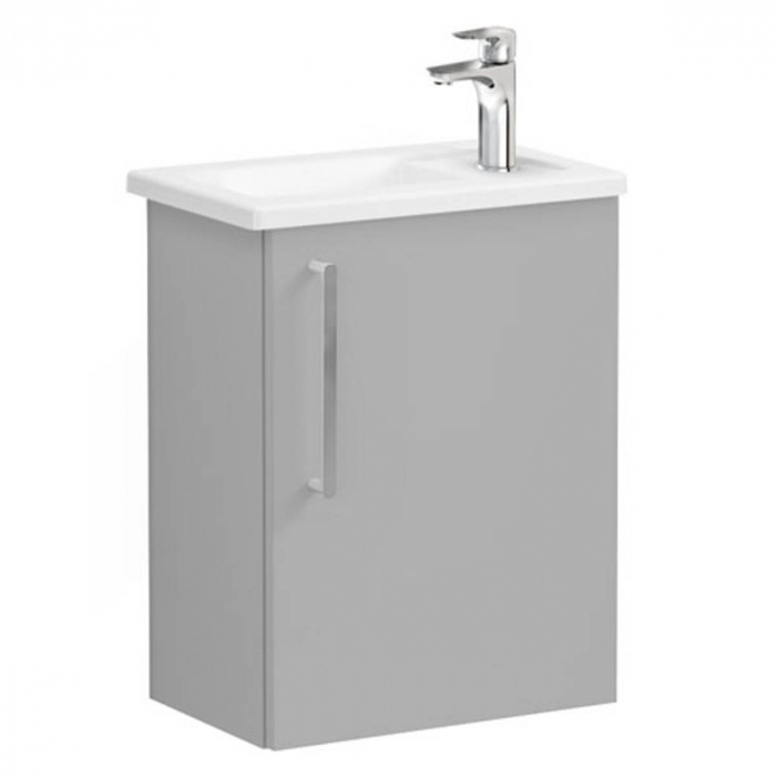 Unitate de baza lavoar baie, cu usi, 45cm, compact, cu dreapta orificiu pentru baterie, mat rock grey, cu angular lavoar chiuveta baie dreapta 68062