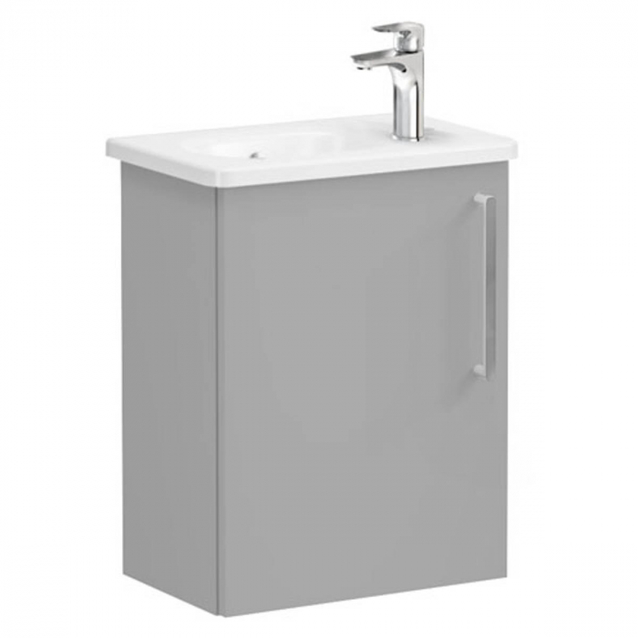 Unitate de baza lavoar baie, cu usi, 45cm, compact, cu dreapta orificiu pentru baterie, mat rock grey, cu rounded lavoar   chiuveta baie stanga   68066