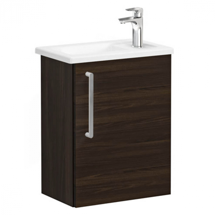 Unitate de baza lavoar baie, cu usi, 45cm, compact, cu dreapta orificiu pentru baterie, walnut, cu angular lavoar   chiuveta baie dreapta   66324