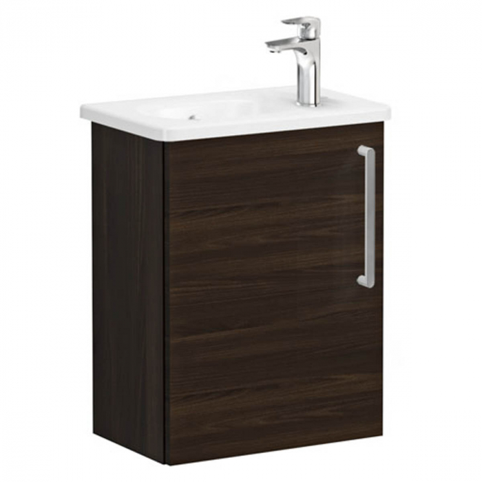 Unitate de baza lavoar baie, cu usi, 45cm, compact, cu dreapta orificiu pentru baterie, walnut, cu rounded lavoar   chiuveta baie stanga   66337