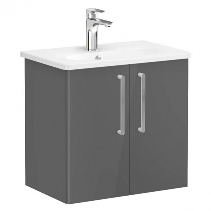 Unitate de baza lavoar baie, cu usi 60cm compact, inalt gloss anthracite, cu rounded lavoar   chiuveta baie    66365