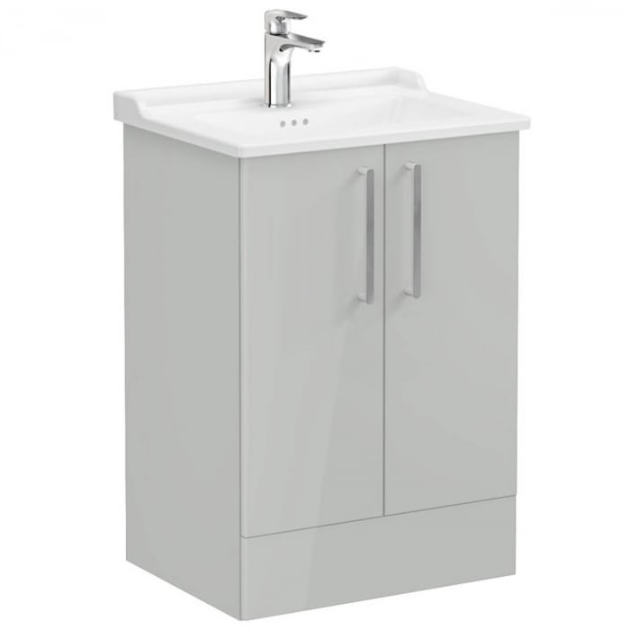 Unitate de baza lavoar baie, cu usi 60cm pe pardoseala, inalt gloss pearl grey, cu classical lavoar   chiuveta baie    68193