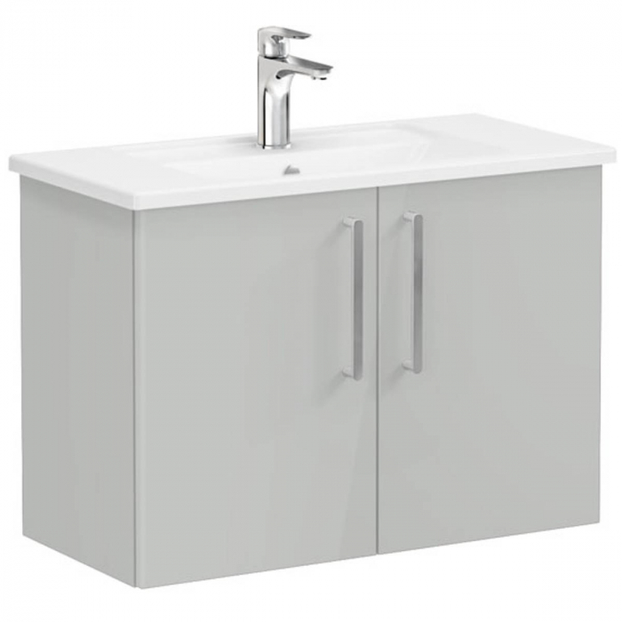 Unitate de baza lavoar baie, cu usi 80cm, compact, inalt gloss pearl grey, cu angular lavoar   chiuveta baie    66406