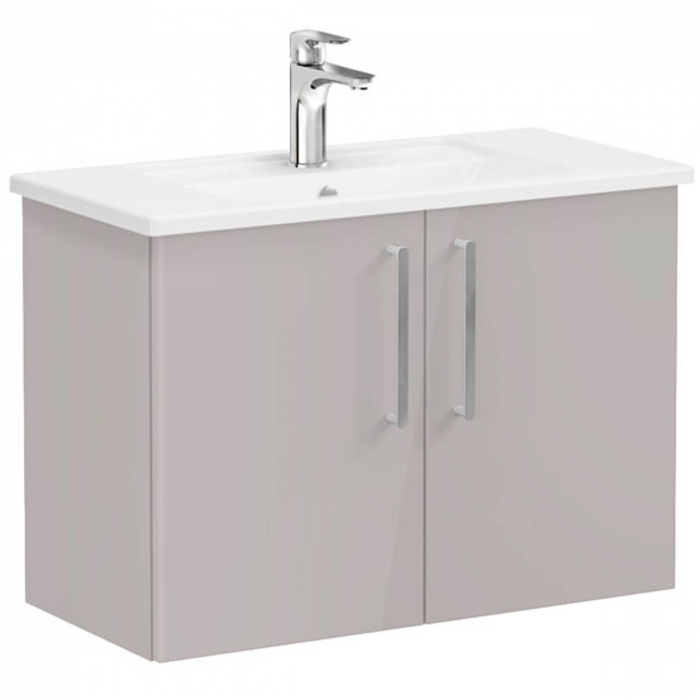 Unitate de baza lavoar baie, cu usi 80cm, compact, inalt gloss sahara beige, cu angular lavoar chiuveta baie 66404