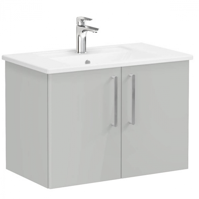 Unitate de baza lavoar baie, cu usi 80cm, inalt gloss pearl grey, cu angular lavoar   chiuveta baie    66394