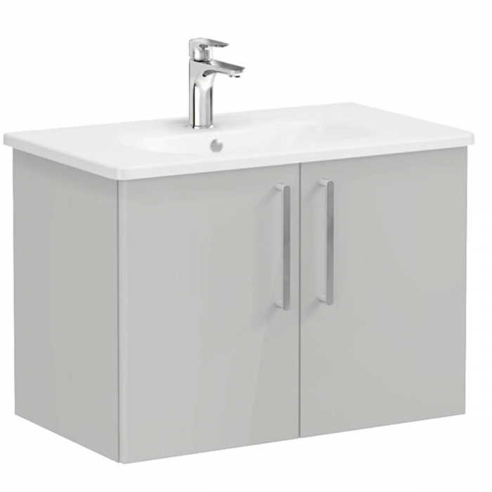 Unitate de baza lavoar baie, cu usi 80cm, inalt gloss pearl grey, cu rounded lavoar   chiuveta baie    66395