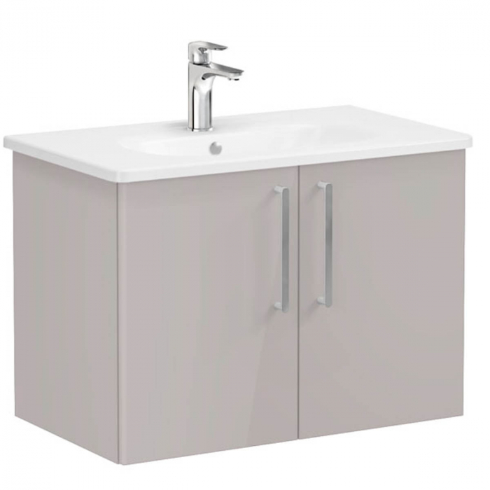 Unitate de baza lavoar baie, cu usi 80cm, inalt gloss sahara beige, cu rounded lavoar   chiuveta baie    66393