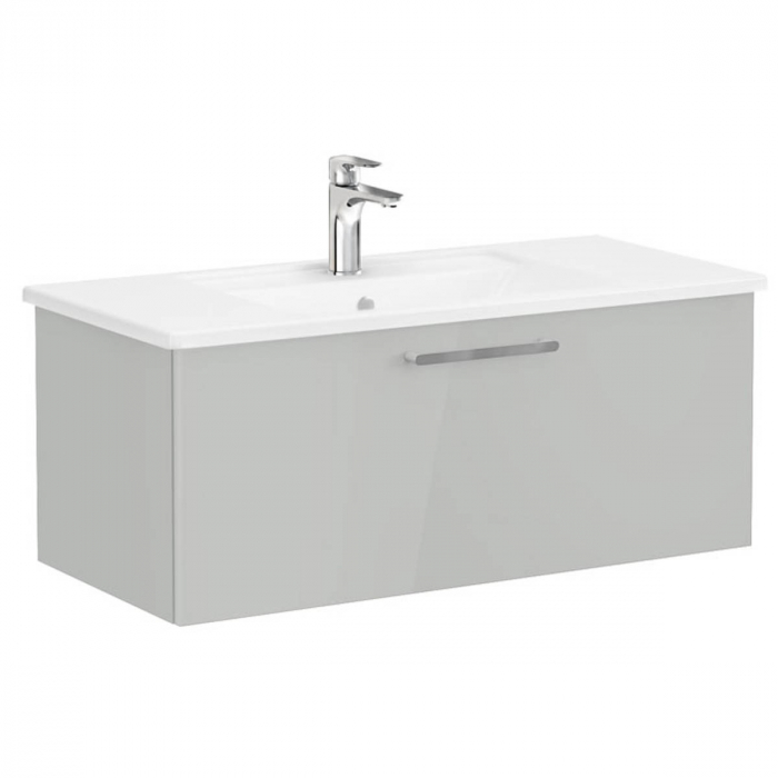 Unitate de baza lavoar baie, cu un sertar 100cm, inalt gloss pearl grey, cu angular lavoar chiuveta baie 68239