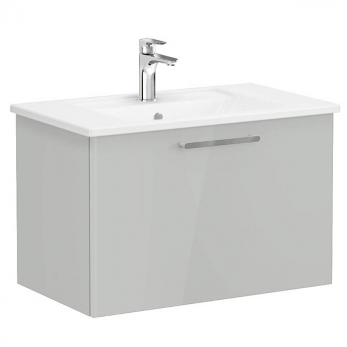 Unitate de baza lavoar baie, cu un sertar 80cm, inalt gloss pearl grey, cu angular lavoar chiuveta baie 66430