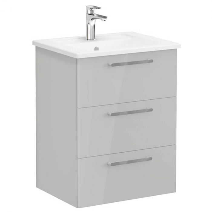 Unitate de baza lavoar baie, cu trei sertare 60cm inalt gloss pearl grey, cu angular lavoar   chiuveta baie    66466