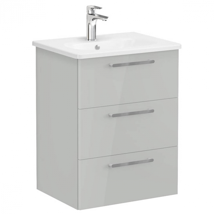 Unitate de baza lavoar baie, cu trei sertare 60cm inalt gloss pearl grey, cu rounded lavoar   chiuveta baie    66467