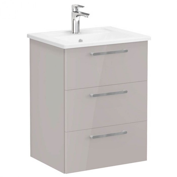 Unitate de baza lavoar baie, cu trei sertare 60cm inalt gloss sahara beige, cu angular lavoar   chiuveta baie    66464