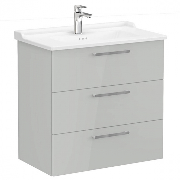 Unitate de baza lavoar baie, cu trei sertare 80cm, inalt gloss pearl grey, cu classical lavoar chiuveta baie 68360